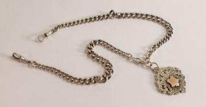 Victorian Silver Albert watchchain with Silver and gold medallion, 56g.