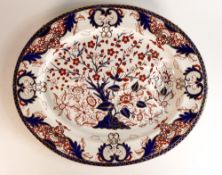 Late 19th century Crown Derby Japan pattern large meat plate, diameter at widest 55cm