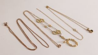 Two x 9ct gold neck chains one with a small pendant (broken), gross weight, together with a gold and