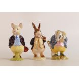 A collection of Beswick Beatrix Potter Bp3 Figure Mauve Jacket Pigling Bland, Mauve Jacket