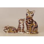 Royal Crown Derby Cat paperweight, decorated in the Imari pattern, together with matching a