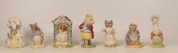 Royal Albert Beatrix Potter figures to include Gentleman mouse made a bow , Pigling eats his
