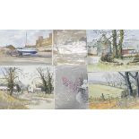 Doris Brown S.W.A (1933-2023) Eleven Landscapes, Coastal and Rural Scenes. Watercolour on paper,