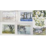 Doris Brown S.W.A (1933-2023) Five Forest and Harbour Scenes together with two June Inskip.
