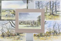 Doris Brown S.W.A (1933-2023) Five Rural and Forest Scenes. Watercolour on paper, unmounted.