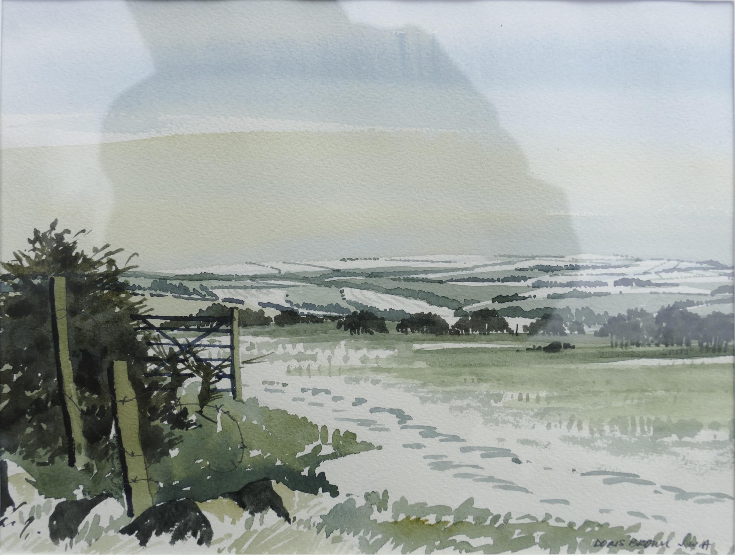 Doris Brown S.W.A (1933-2023) 'Dilhorne' Countryside Landscape. Watercolour on Paper, signed lower