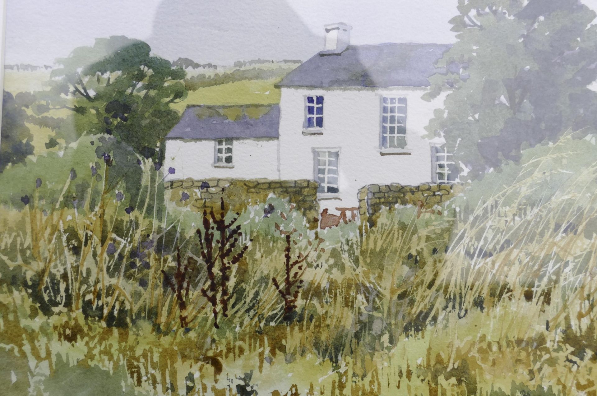 Doris Brown S.W.A (1933-2023) 'Cefn Bryn Common S. Wales' Countryside Cottage Scene. Watercolour