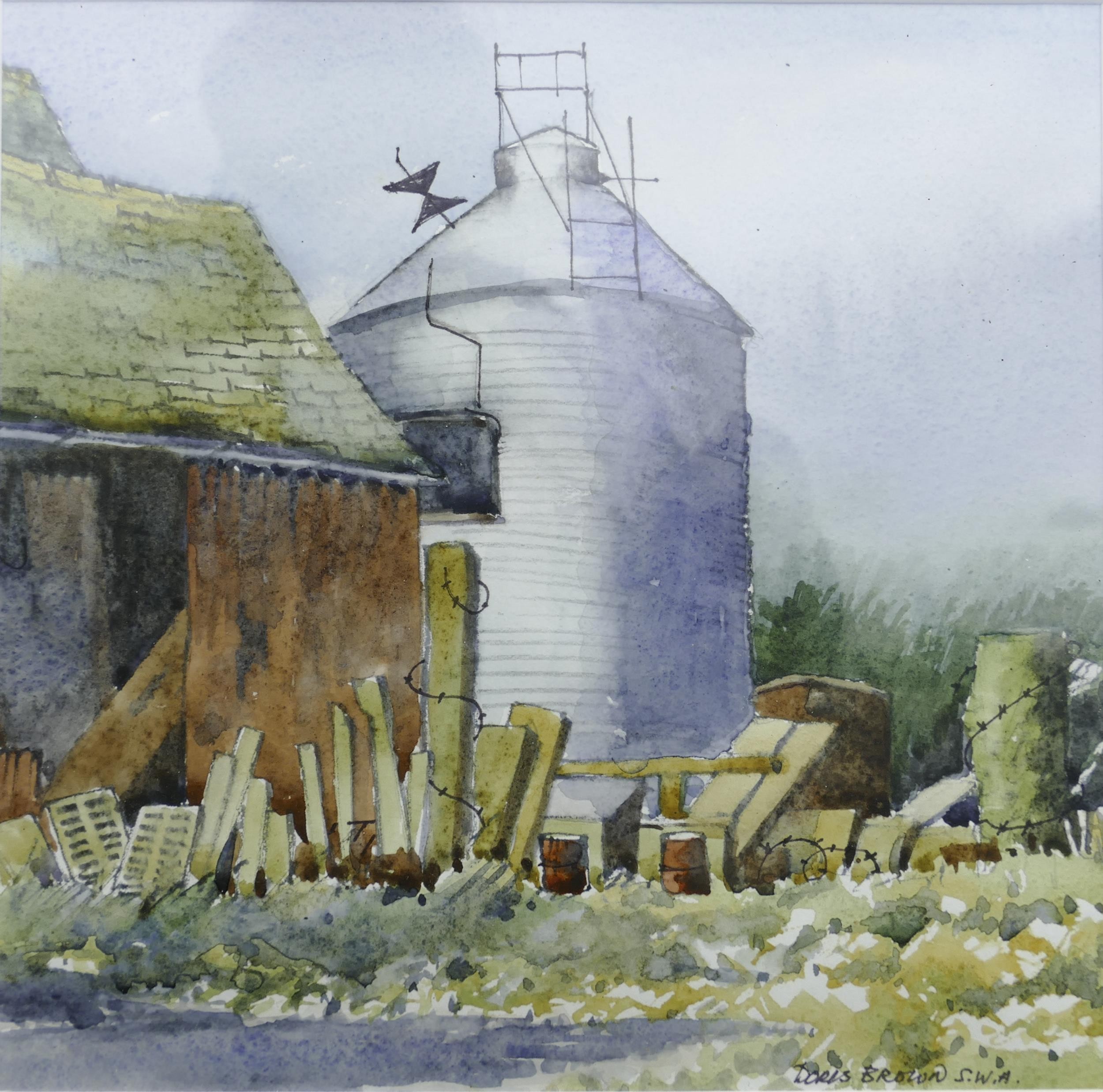 Doris Brown S.W.A (1933-2023) Two Artworks of Farm Buildings in Rural Settings. Watercolour on - Image 5 of 11