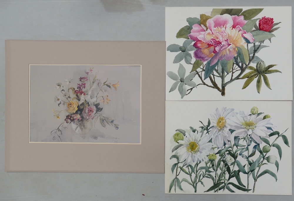 A Collection of Nine Unsigned Floral Watercolours from the Personal Collection of Doris Brown S.W. - Image 2 of 3