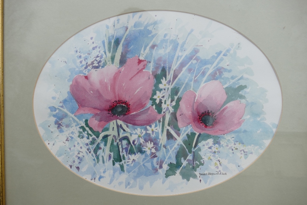 Doris Brown S.W.A (1933-2023) Two Floral Studies, Poppies and Hydrangea. Watercolour on Paper, - Image 4 of 6