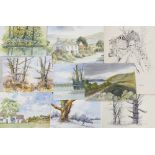 Doris Brown S.W.A (1933-2023) Nine Rural and Forest Scenes. Watercolour on paper, unmounted.