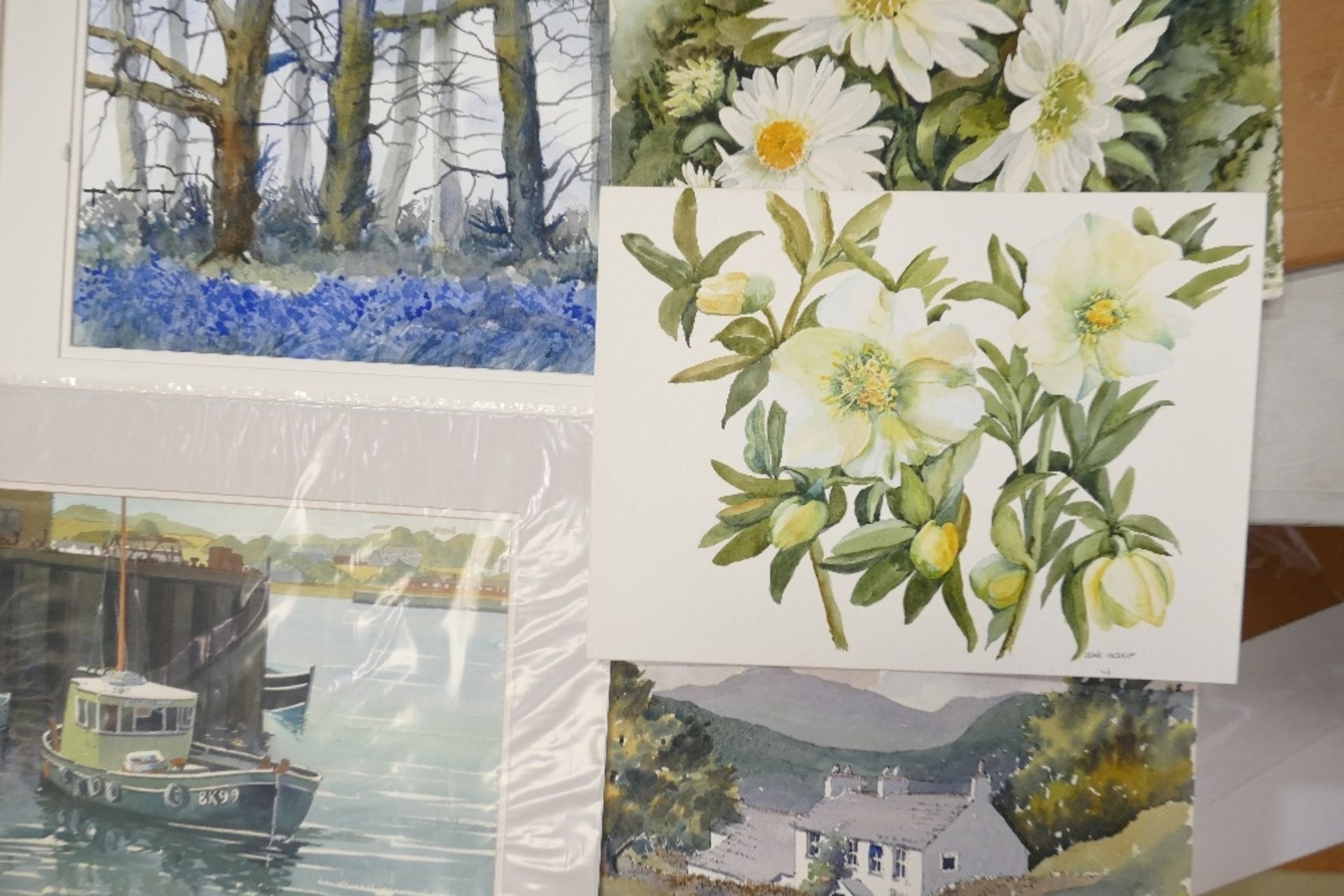 Doris Brown S.W.A (1933-2023) Five Forest and Harbour Scenes together with two June Inskip. - Image 2 of 4