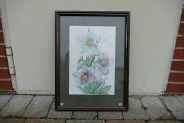 June Inskip (Local Artist). Naturalistic Floral Still Life . Watercolour on Paper, signed lower
