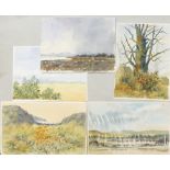 Doris Brown S.W.A (1933-2023) Five Landscapes and Forest Scenes. Watercolour on paper, unmounted.