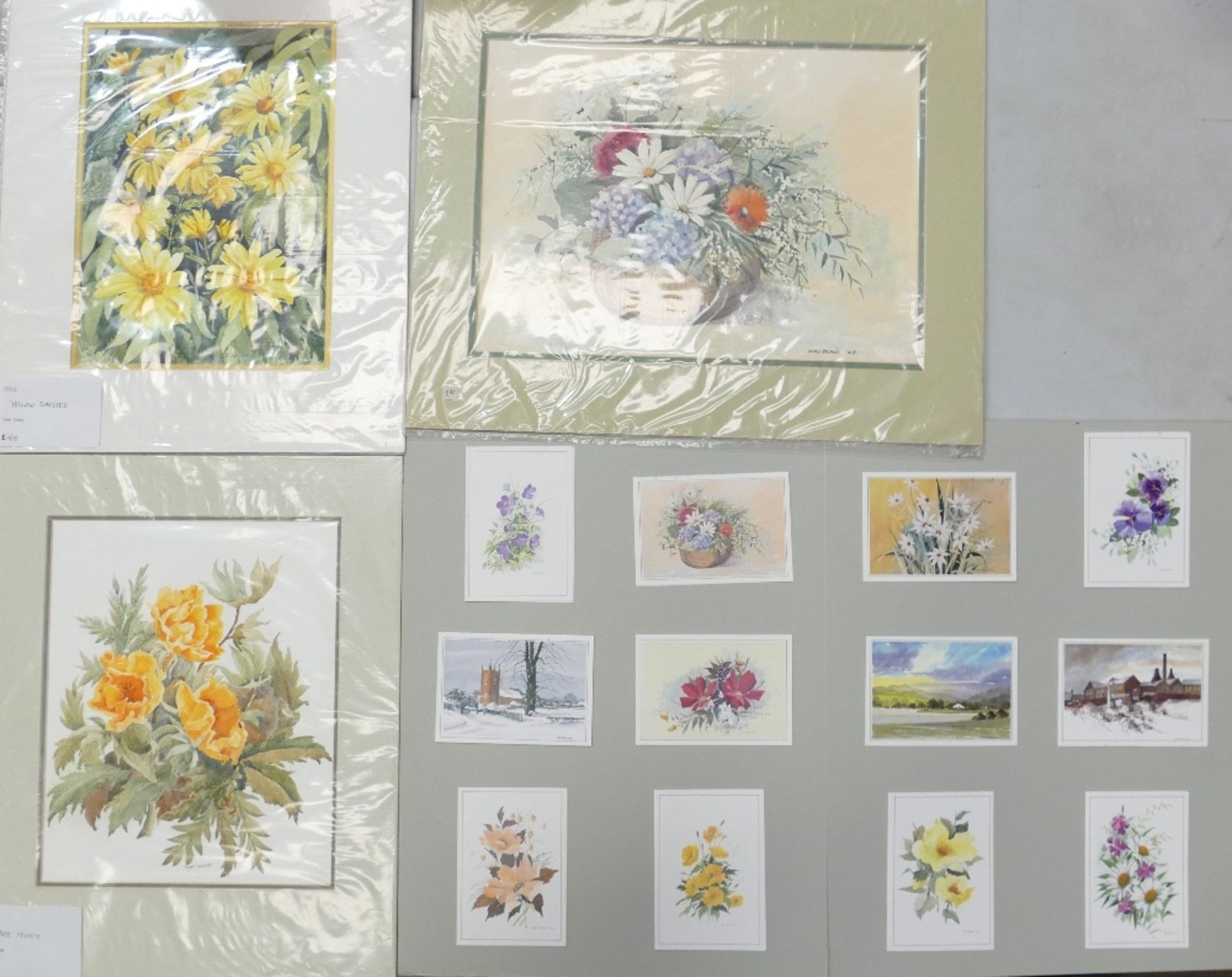 Three Floral Watercolours, Floral Basket Arrangement by Doris Brown S.W.A (1933-2023) together