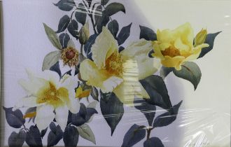 June Inskip (Local Artist). Two Mounted Floral Watercolours including one of Yellow Roses and