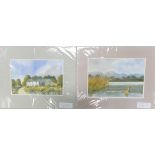 Doris Brown S.W.A (1933-2023) 'Swan Lake, Elterwater' and 'Cumbrian Farmhouse'. Two Watercolour