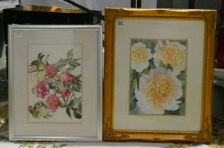 June Inskip (Local Artist). Two Floral Still Lifes. Watercolour on Paper, both signed lower right '