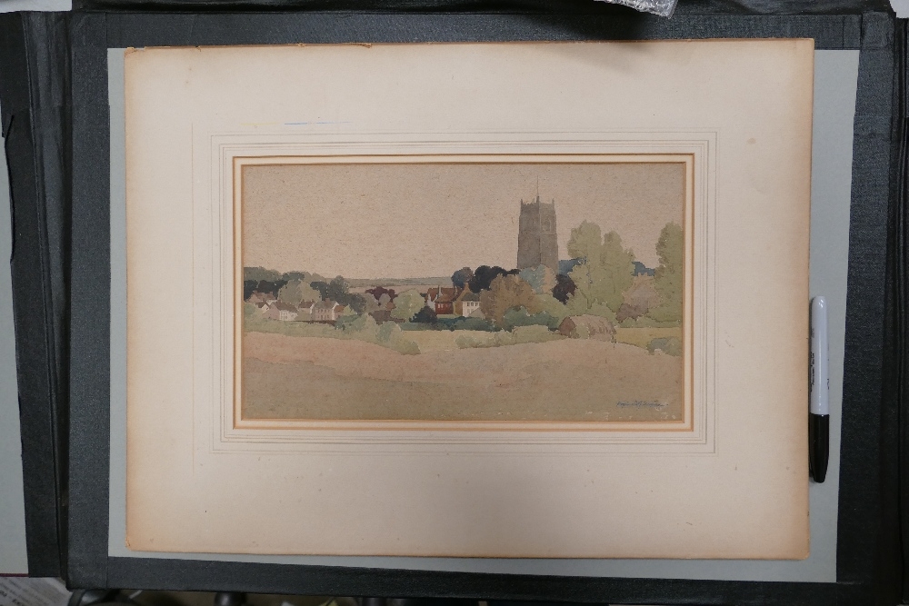 Reginald George HAGGAR (1905–1988), Country Landscape with a view of a Church Village. Watercolour - Image 5 of 5