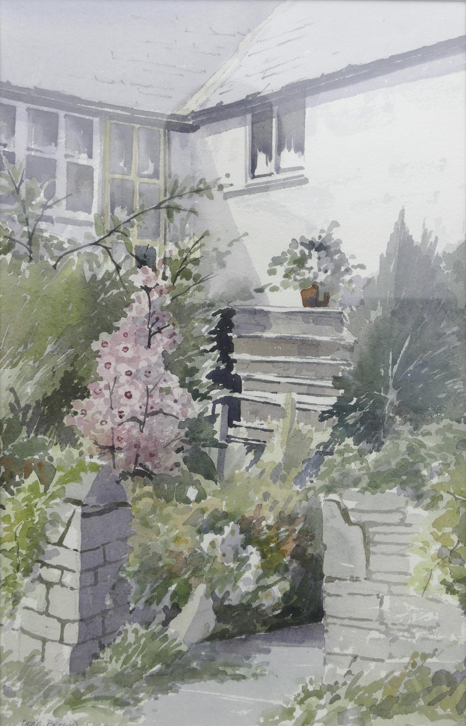 Doris Brown S.W.A (1933-2023) Cottage Garden Scene. Watercolour on Paper, signed lower left 'Doris