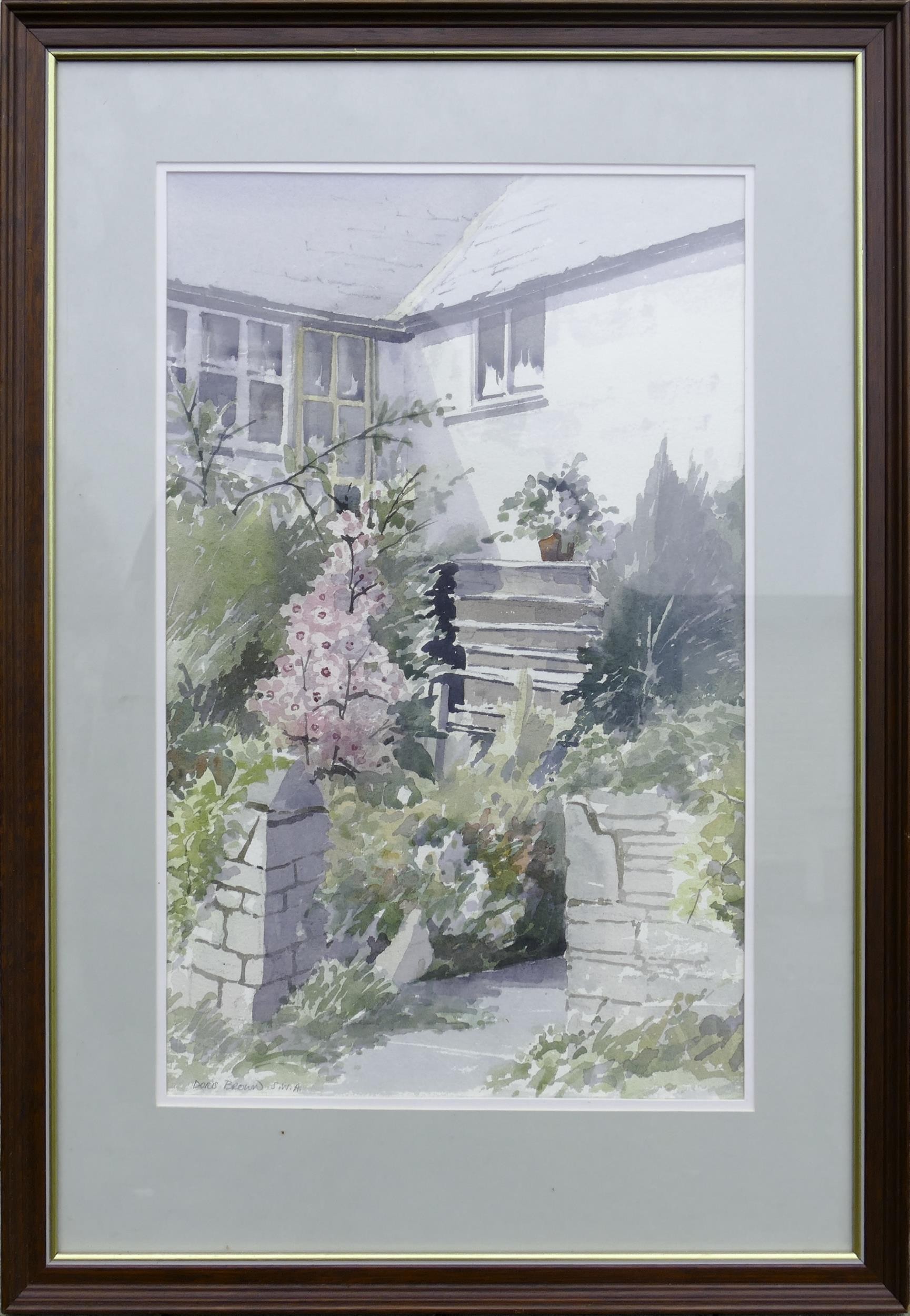 Doris Brown S.W.A (1933-2023) Cottage Garden Scene. Watercolour on Paper, signed lower left 'Doris - Image 2 of 8