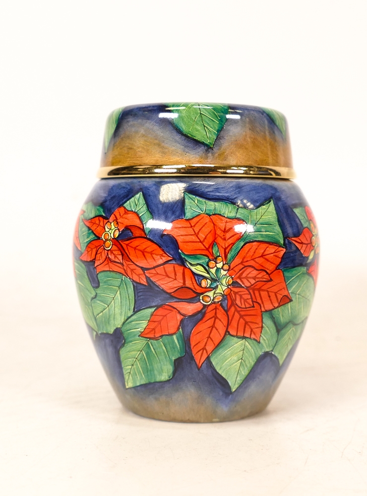 Moorcroft enamel Poinsettia ginger jar . Boxed , height 7cm - Image 2 of 5