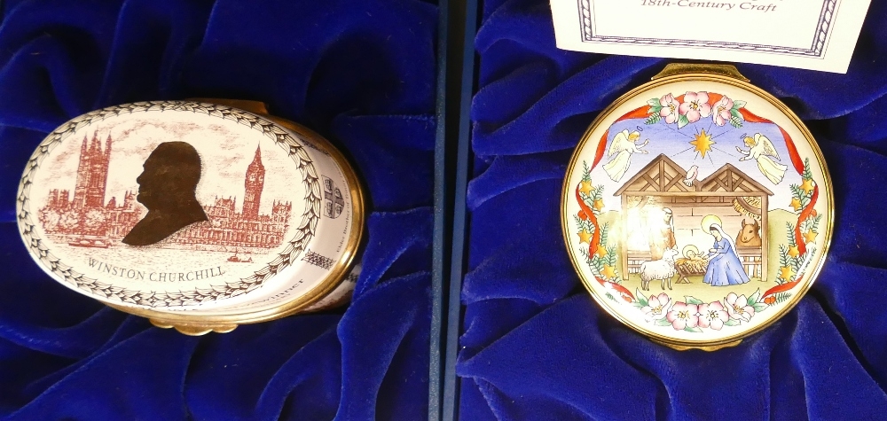 Halcyon days enamelled lidded boxes to include Winston Churchill, Blue Cross limited edition with - Image 3 of 3