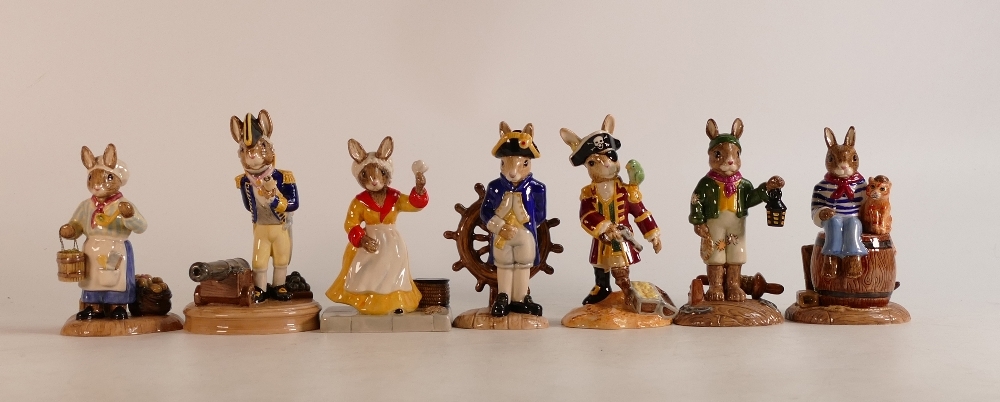 Royal Doulton Bunnykins The Shipmates Collection figures Captains Wife DB320, Pirate DB321, Cabin