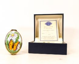 Moorcroft enamel Butterflies oval lidded box by J Horne , Limited edition 17/50. Boxed with