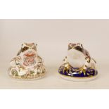 Royal Crown Derby paperweights Old Imari Frog & Frog, gold stoppers, each boxed (2)