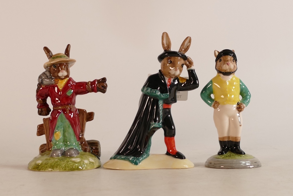 Royal Doulton Bunnykins limited edition figures Jockey DB169, Matador DB281A and Scarecrow DB359A,