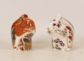 Two Royal Crown Derby paperweights Red Squirrel & Squirrel , gold stoppers, each boxed (2)