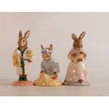 Royal Doulton Bunnykins figures Seaside DB177, Bathtime DB148 and Mother and Baby DB167, boxed (3)