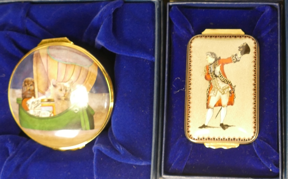 Halcyon days enamelled lidded boxes to include The Owl and the Pussy Cat limited edition with - Image 3 of 3