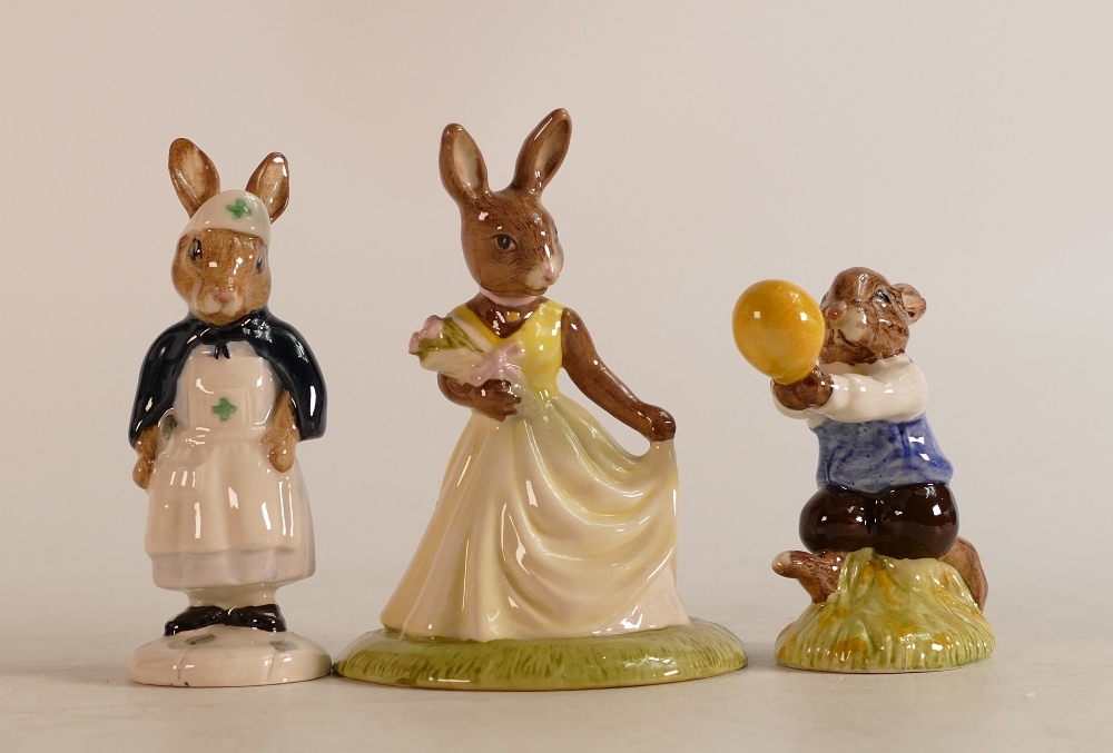 Royal Doulton Bunnykins figures With Love DB269, Nurse DB74 and Harry DB73, 2 boxed (3)
