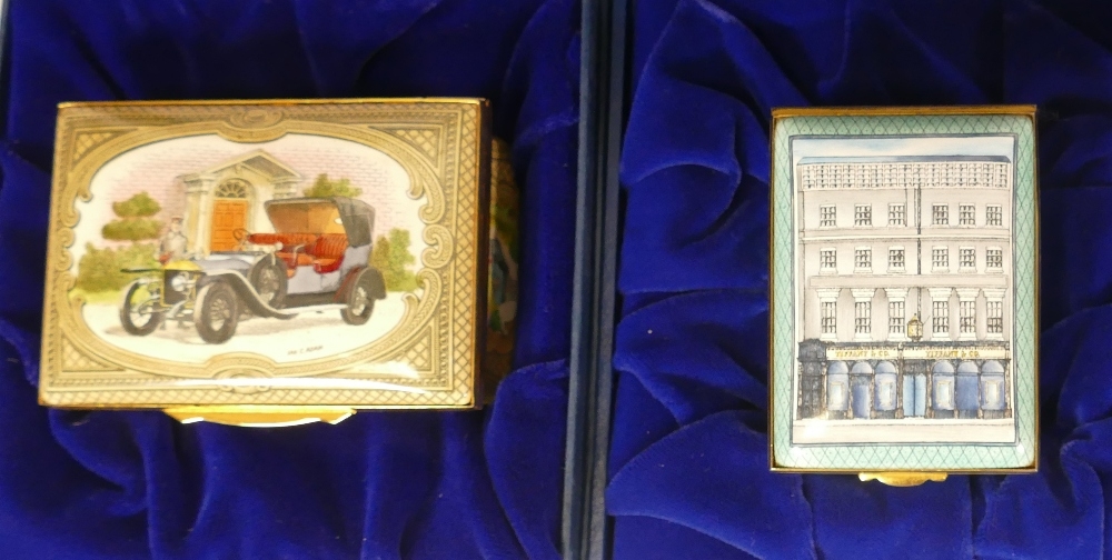 Halcyon days enamelled lidded boxes to include 75th Anniversary of Rolls Royce, Tiffany & Co, - Bild 3 aus 3