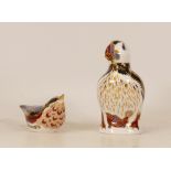 Royal Crown Derby paperweights Puffin and Nuthatch, gold stoppers, each boxed (2)