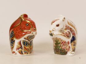 Two Royal Crown Derby paperweights Red Squirrel & Stoney Middleton Ltd Ed Squirrel , gold