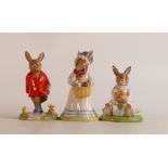 Royal Doulton Bunnykins figures Mrs Bunny at The Easter Parade DB19, Susan DB485, Harry DB487, boxed