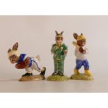 Royal Doulton Bunnykins figures Home Run DB43, Stopwatch DB253 and Touchdown DB29, 2 boxed (3)