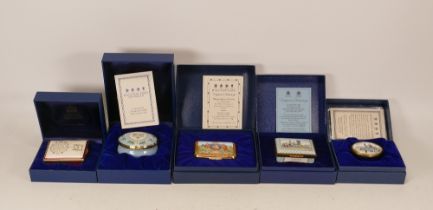 Halcyon days enamelled lidded boxes to include 450th Anniversary Mary Queen of Scots , visit to