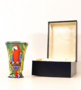 Moorcroft enamel Rainbow Macaw vase by Faye Williams , Limited edition 21/50. Boxed with