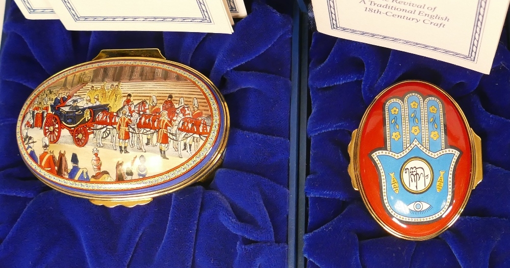 Halcyon days enamelled lidded boxes to include Queen Victoria Diamond Jubilee limited edition, - Image 3 of 3