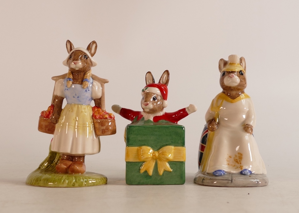 Royal Doulton Bunnykins limited edition figures Britannia DB219, Dutch DB274 and Santa's Helper