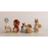 Four Beswick Beatrix Potter BP2 figures to include Mrs Rabbit, Squirrel Nutkin (a/f), Hunca Munca