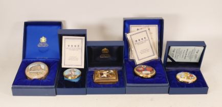 Halcyon days enamelled lidded boxes to include Financial Times limited edition, Bouquet of Flowers