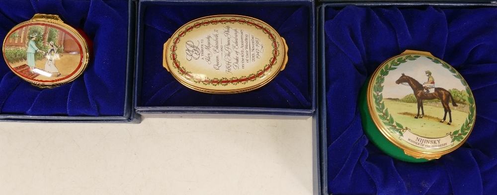 Halcyon days enamelled lidded boxes to include Bahram, Nijinsky, Queen Elizabeth & Prince Andrew - Image 2 of 3