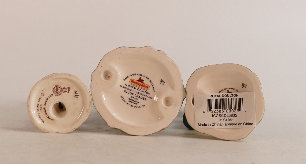 Royal Doulton Bunnykins figures Girl Guide DB431, Brownie DB61 and Guide Leader DB433 (a/f), - Image 2 of 2