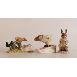 Royal Doulton Bunnykins figures Freefall DB41, Helping Mother DB82 and Downhill DB31, boxed (3)