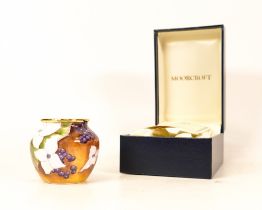 Moorcroft enamel Dogwood vase by A Rose , Limited edition 59/100. Boxed with certificate. Height 4.
